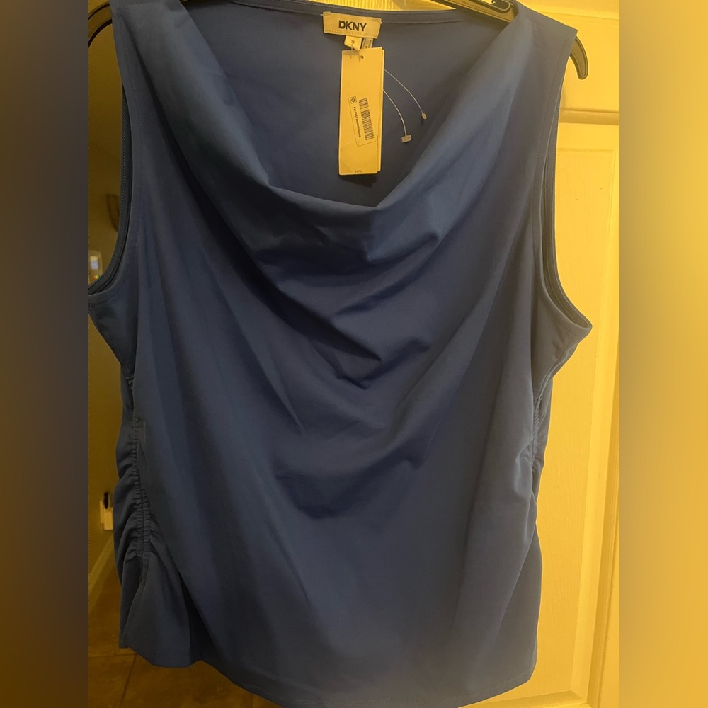 DKNY Cowl Neck Blue Blouse